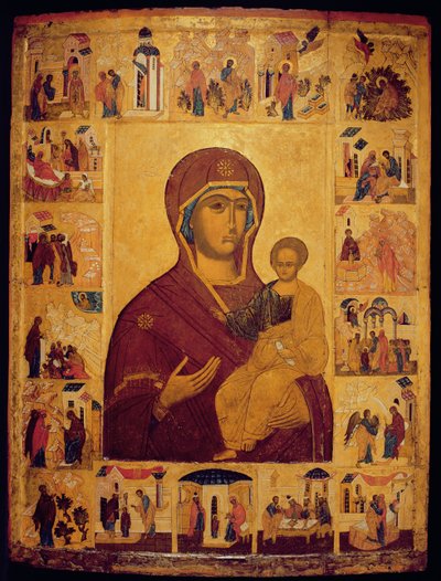 Icon depicting the Virgin and Child by Russian School