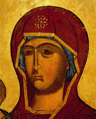 Icon Depicting the Head of the Virgin (detail) by Russian School