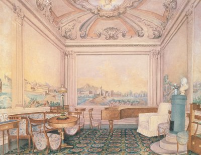 Interior of the reception room in a manor house, 1840-50s by Russian School