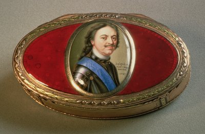 Snuff box with portrait miniature of Peter the Great by Russian School