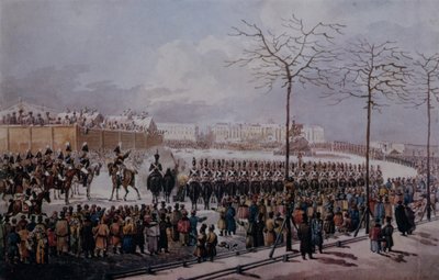 The Insurrection of the Decembrists at Senate Square, St. Petersburg on 14th December, 1825 by Russian School