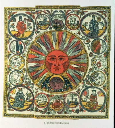 The Sun and the Zodiac, Russian, late 18th century by Russian School