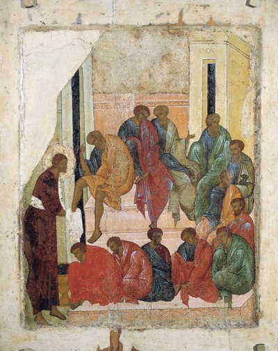 Christ Washing the Feet of the Apostles by Russian icon.