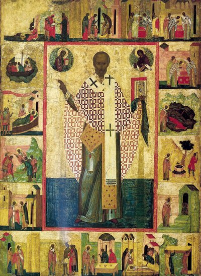 Saint Nicholas of Zaraisk with Scenes from His Life by Russian icon.