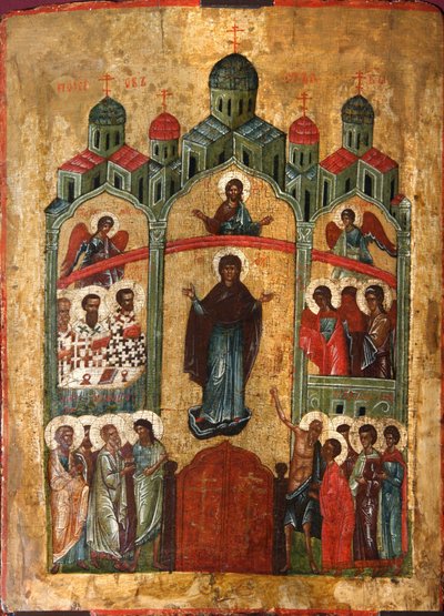 The Protection of the Mother of God Pokrov by Russian icon.