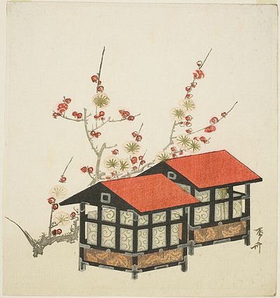Bird Houses and Plum Branch by Ryuryukyo Shinsai