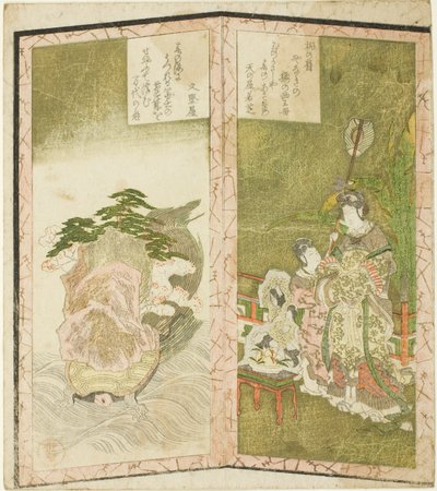 Seiobo (Queen Mother of the West) and Tortoise, from an Untitled Hexaptych Depicting a Pair of Folding Screens by Ryuryukyo Shinsai