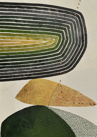 Golden Green Abstract Shapes by SAN STARLING