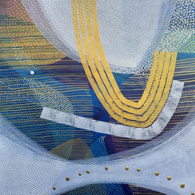 Shimmering Blue Gold Abstract by SAN STARLING