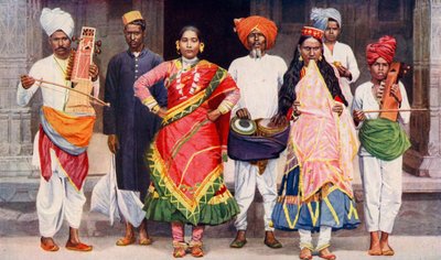 Nautch Dancing Girls with Accompanying Musicians, India by SR Norton
