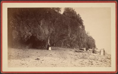 Group of People on Shoreline Near Cliffs, Possibly at Mt. Desert, Maine by S.R. Stoddard