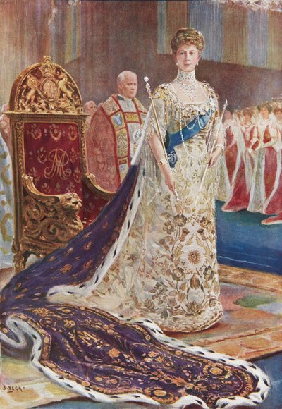 Queen Mary in coronation robes by S. Begg