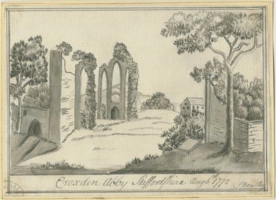 Croxden Abbey: Sepia Drawing, 6 Aug 1772 by S Bentley