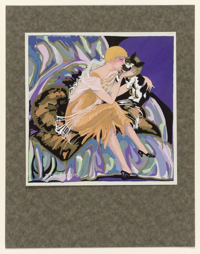 Modern Women, 1926: Seated Woman with a Cat by S Chompré