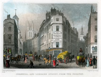 Cornhill and Lombard Street from Poultry, City of London by S. Lacey