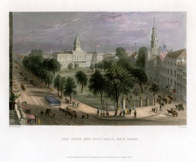 The Park and City Hall, New York, USA by S. Lacey