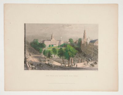 The Park and City Hall, New York, illustration for Nathaniel Parker Willis by S. Lacey