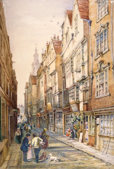 Buildings in Wych Street, including the Rising Sun Tavern, Westminster, London, c1860 by S Read