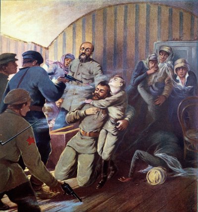 Execution of Tsar Nicholas II and his Family at Yekaterinburg, 17th July 1918, from Histoire des Soviets by H. de Weindel, 1923-24 by S. Sarmat