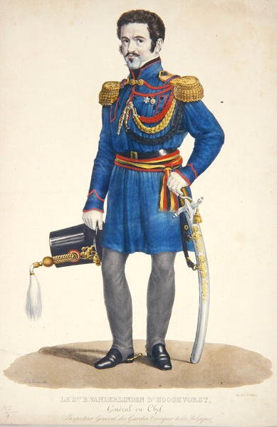 Emmanuel Vanderlinden, General Baron of Hooghvorst, Commander of the Civil Guard of Belgium, Engraved by F. Judenne by S. de Droogers