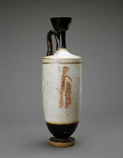 White Ground Lekythos with Young Woman at a Tomb, 450-440 BC by Sabouroff Painter (attr. to)