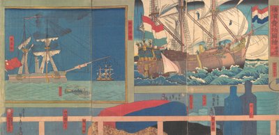 Curio Shop in Yokohama by Sadahide Utagawa