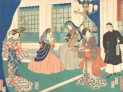 Drawing Room of a Foreign Business Establishment in Yokohama by Sadahide Utagawa