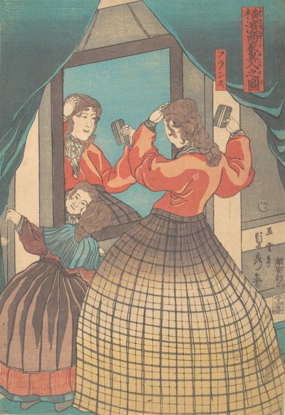 French Woman and Girl, from the series Foreign Merchants in Yokohama by Sadahide Utagawa