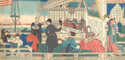 Home of Foreign Merchants in Yokohama, 9th month, 1861 by Sadahide Utagawa