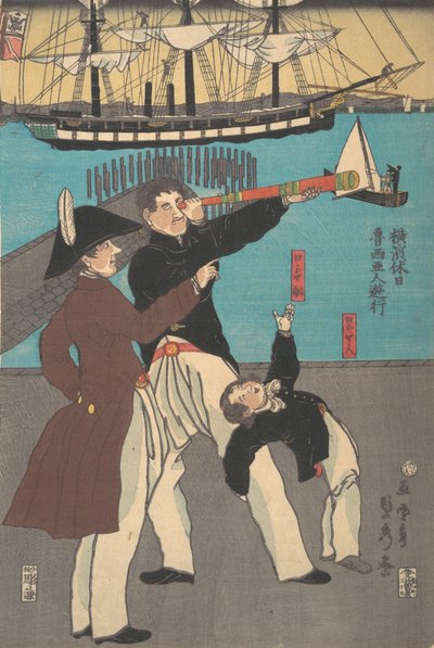 Russians Enjoying a Holiday in Yokohama, 1861 by Sadahide Utagawa