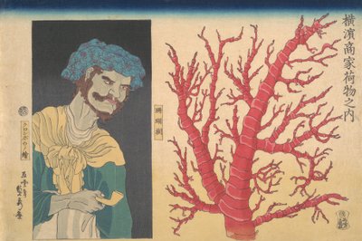 Stick of Coral and a Portrait of South Sea Islander by Sadahide Utagawa
