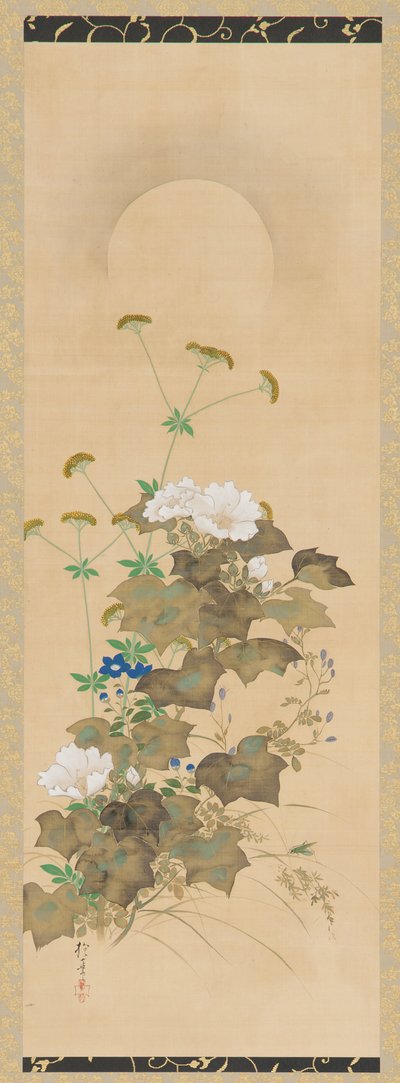 Moon and Autumn Plants, Edo period, early 19th century by Sakai Hoitsu