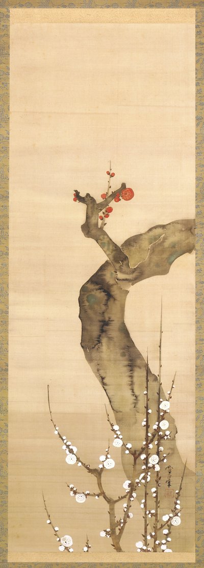 Red and White Plum Blossoms by Sakai Oho