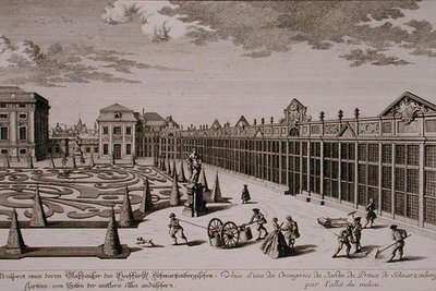 View of One of the Orangeries in the Garden of the Prince of Schwarzenberg, Vienna, engraved by Georg-Daniel Heumann by Salomon (after) Kleiner