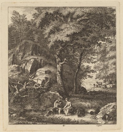A Shepherd and a Young Woman With Their Feet in a Brook by Salomon Gessner