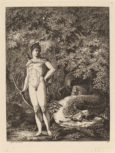 Apollo with a Bow and Dragon by Salomon Gessner