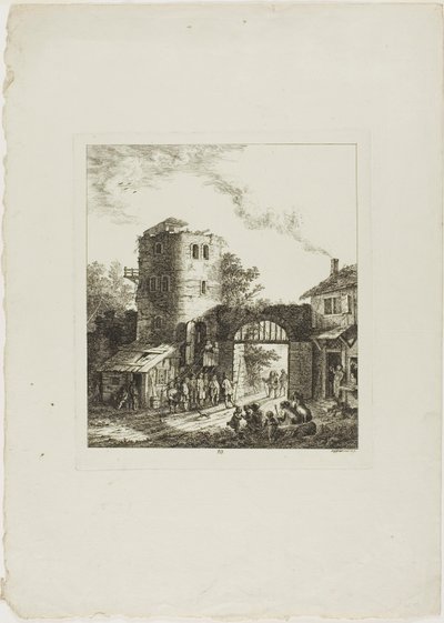 Procession through a Rustic Gate by Salomon Gessner