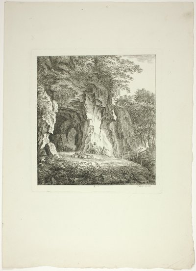 Shepherds and Sheep Resting Under a Bridge, plate seven from Landscapes Dedicated to M. Warelet by Salomon Gessner