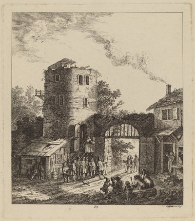 Villagers at a City Gate Greeting a Dignitary, 1764 by Salomon Gessner