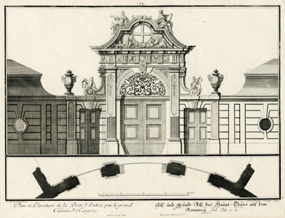 Plan and Elevation of the Main Gate of the Lower Castle on Rennweg by Salomon Kleiner