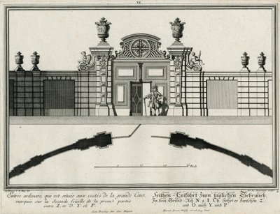 Ground Plan and Elevation of a Side Gate to the Courtyard of Honor by Salomon Kleiner
