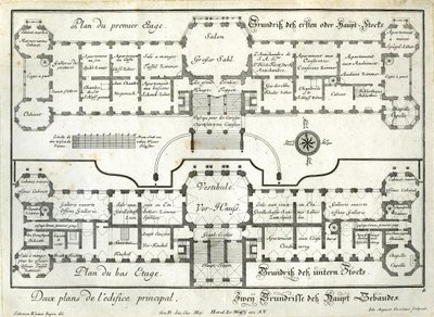Floor Plan of the Ground and Main Floor of the Upper Castle by Salomon Kleiner