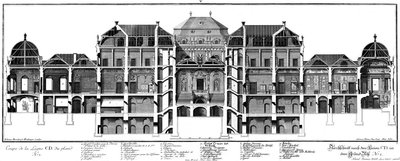 Longitudinal Section through the Castle on the Ehrenhof Side by Salomon Kleiner