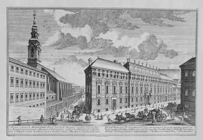 View of the Dorotheergasse showing the Stallburg and the monastery church of the Dorotheum engraved by Hieronymous Sperling by Salomon Kleiner