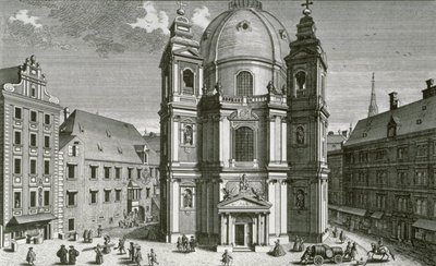 View of the Peterskirche, Vienna, engraved by Johann Bernard Hattinger by Salomon Kleiner