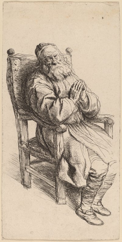 Old Man Sleeping in an Armchair by Salomon Koninck