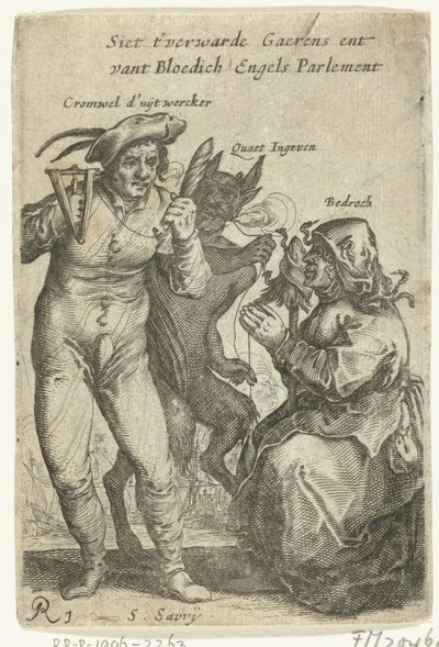 Caricature of Cromwell, ca. 1652-1654 by Salomon Savery