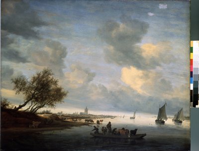 Ferry at Arnhem by Salomon van Ruisdael or Ruysdael