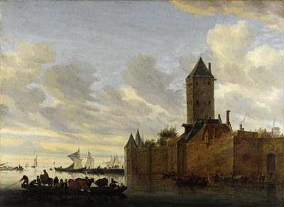 River Estuary with Fortified Town by Salomon van Ruisdael or Ruysdael
