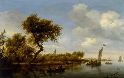 River Landscape with a Church in the Distance by Salomon van Ruisdael or Ruysdael